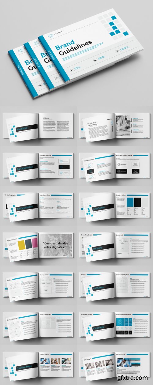 Brand Guidelines Booklet with Blue Accents 259579112