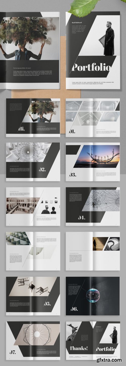 Portfolio Layout with Gray Accents 313866179