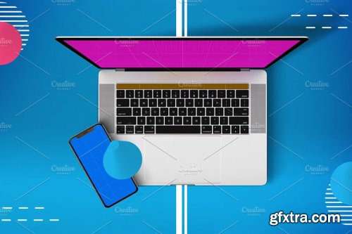 CreativeMarket - Abstract MacBook Pro & iPhone X 4436505