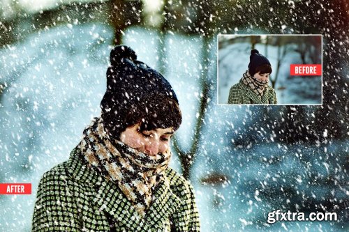 CreativeMarket - Soft Snowfall Photoshop Action 4387353