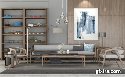 Modern sofa and coffee table combination 04