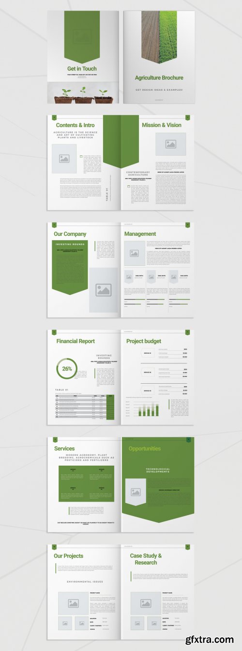 Brochure Layout with Green Elements 293428485