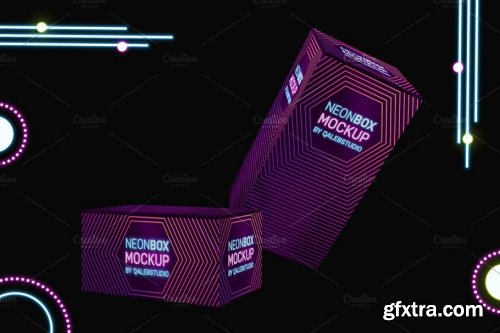 CreativeMarket - Neon Boxes Mockup 4442902