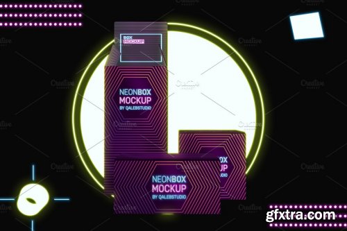 CreativeMarket - Neon Boxes Mockup 4442902