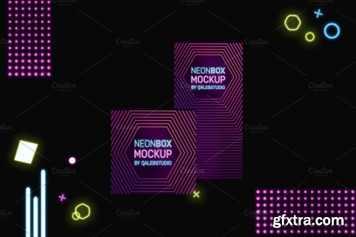 CreativeMarket - Neon Boxes Mockup 4442902