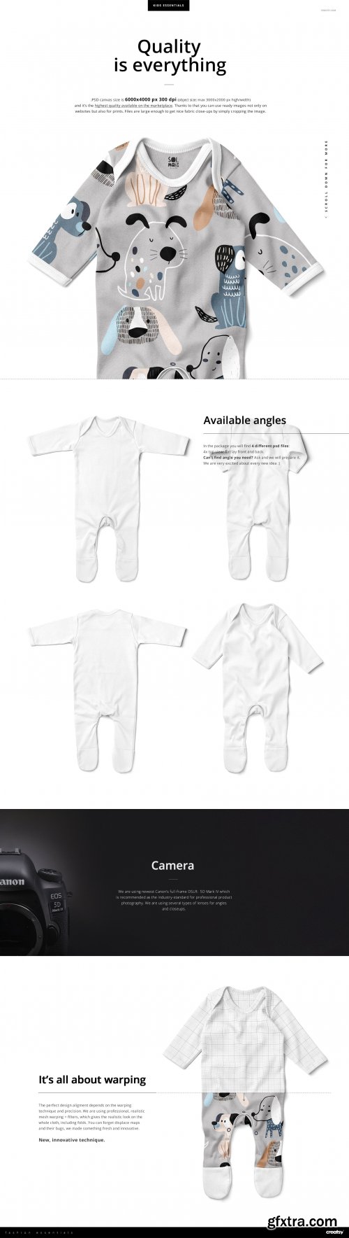 CreativeMarket - Baby Chest Rompersuit Mockup Set 4434711