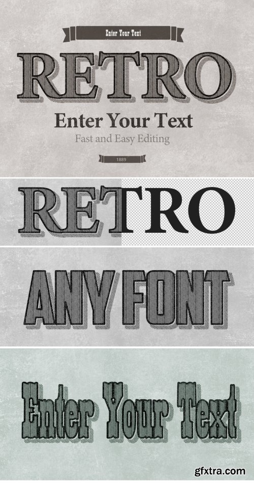  Retro Striped Shadow Print Text Effect Mockup 316244600