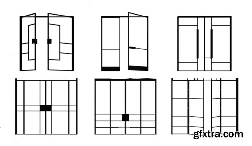 Modern glass door / shopping mall sliding door 