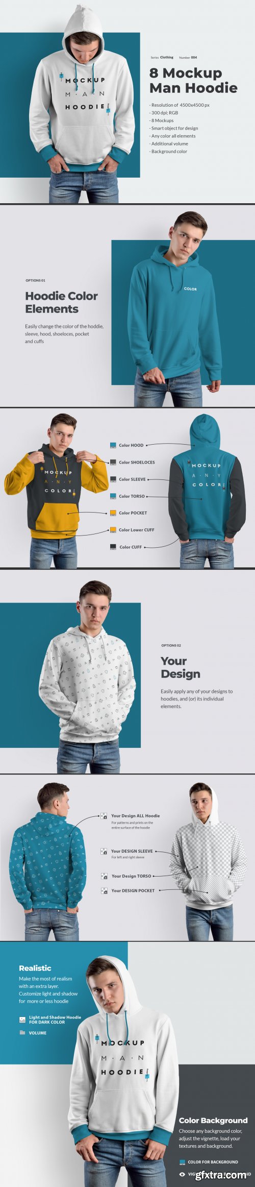 8 Men Hoodie Mockups 