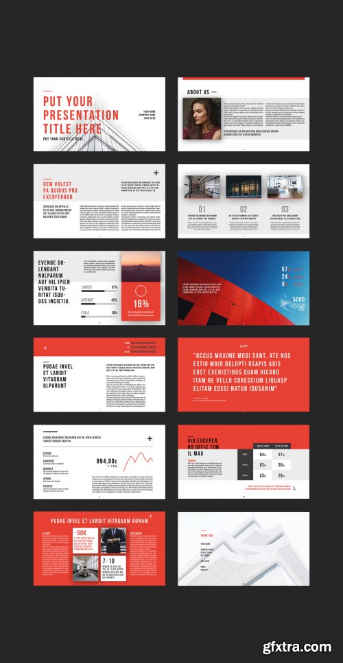 Presentation Layout with Red Accents 231033236