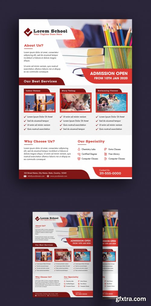 Flyer Layout with Red Accents 315765545