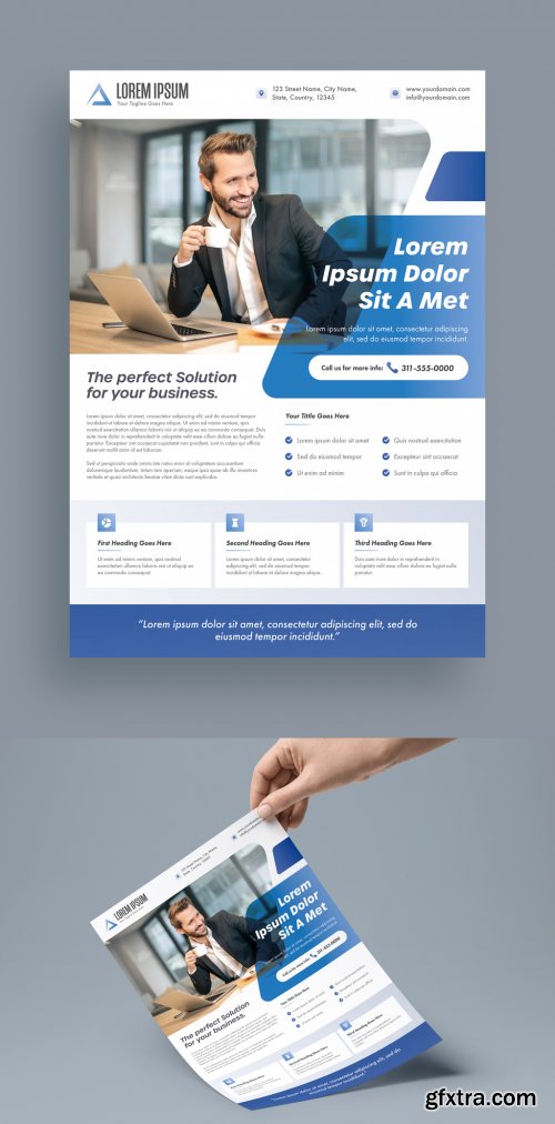 Business Flyer Layout with Blue Accents 315765071