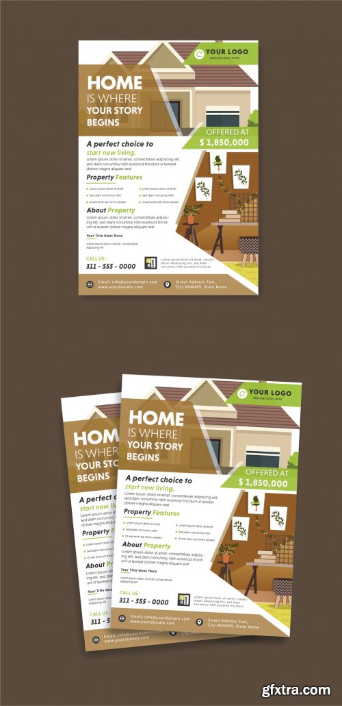 Flyer Layout with Real Estate Illustrations 316003874