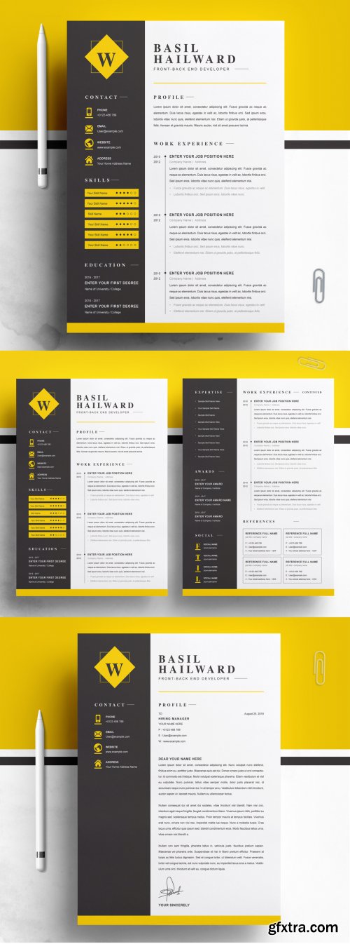 Resume Layout with Black and Yellow 316255167
