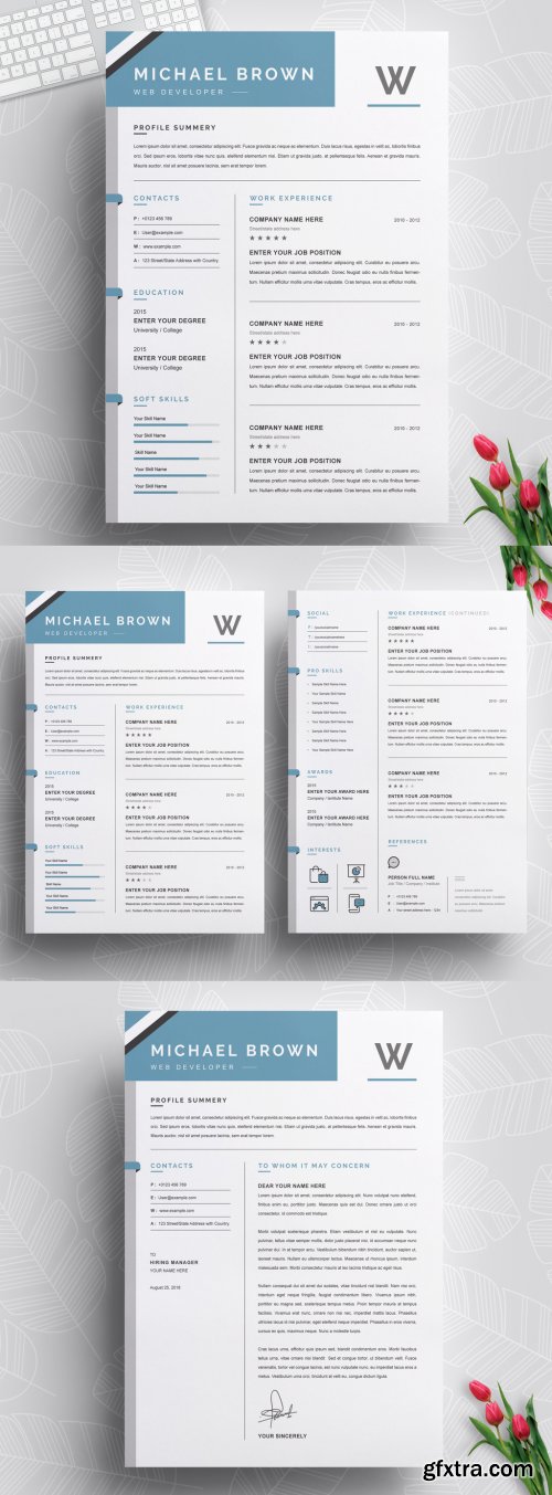 Clean and Professional Resume and CV Layout 316254285