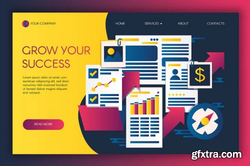 Infographics Of Business Success Landing Template