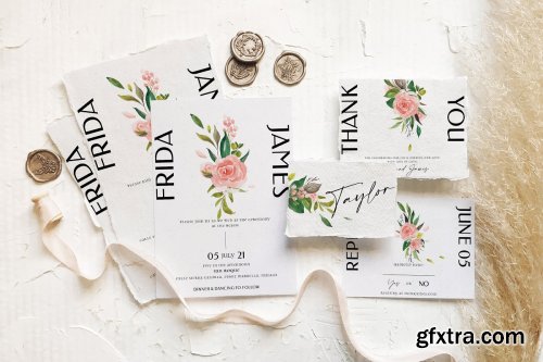 CreativeMarket - Rose & Foliage Wedding Suite 4492713