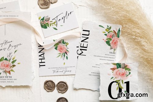 CreativeMarket - Rose & Foliage Wedding Suite 4492713