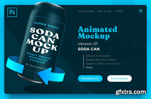 Animated Soda Can Mockup