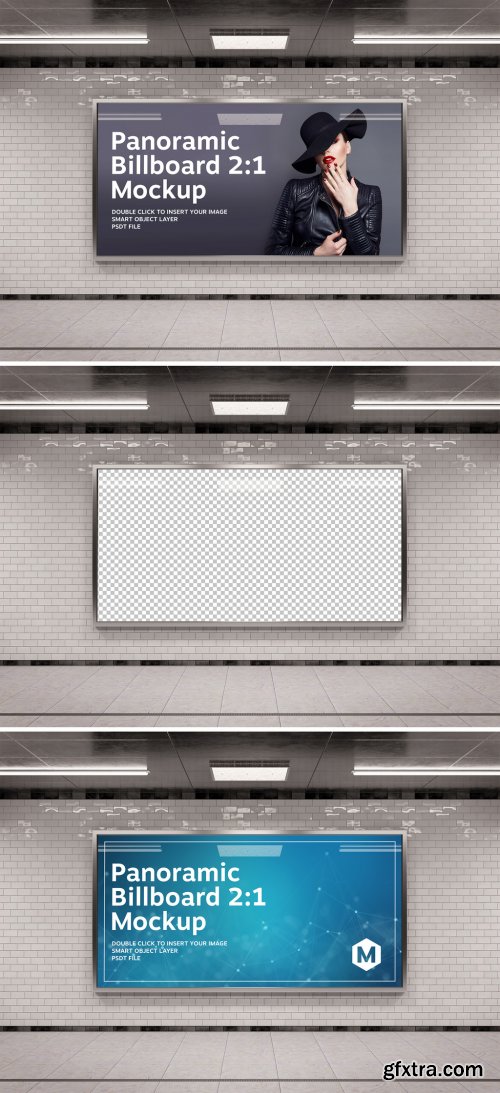 Panoramic Advertising Frame in Underground Tunnel Mockup 282505849