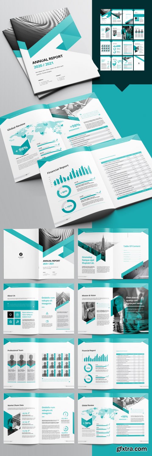 Annual Report Layout with Green Accents 238280096