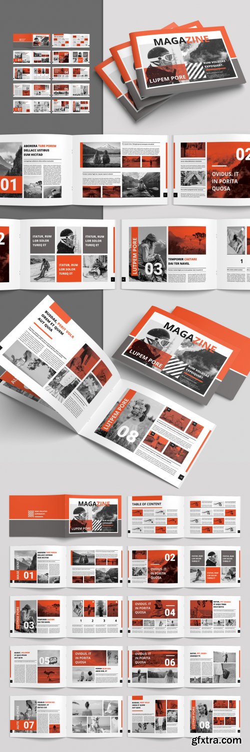 Magazine Layout with Orange Accents 254482406