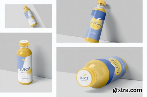 Transparent Plastic Juice Bottle Mockups