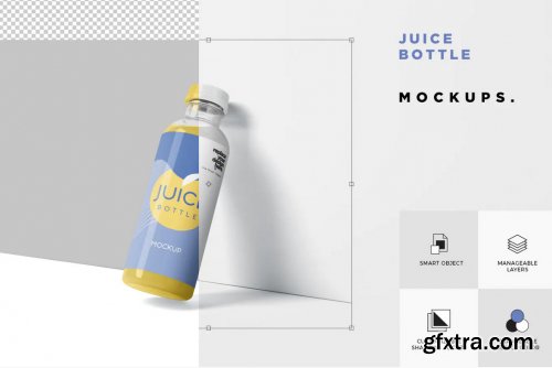 Transparent Plastic Juice Bottle Mockups