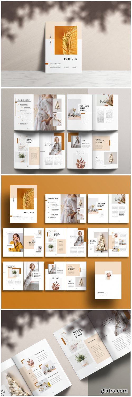 Modern Portfolio Layout with Brown Element Accents 317277845