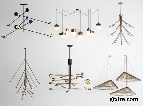Creative Dotted Lines Combined with Chandeliers 3D Models