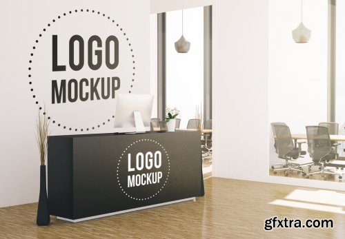 Logo on Office Wall and Desk Mockup 225933024