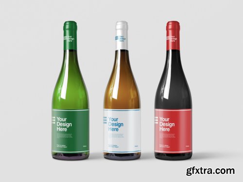 3 Wine Bottles Packaging Design Mockup 277539722