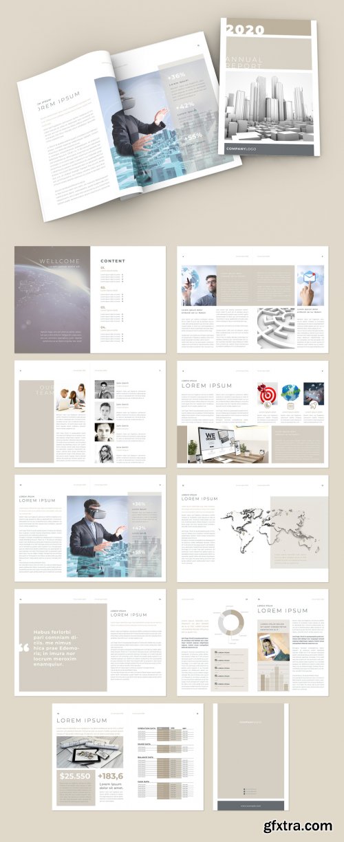 Minimal Neutral Multipurpose Annual Report Brochure Layout 317541262