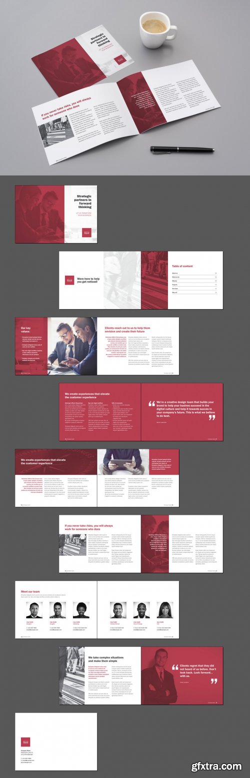 Business Brochure Layout with Red Accents 220013259