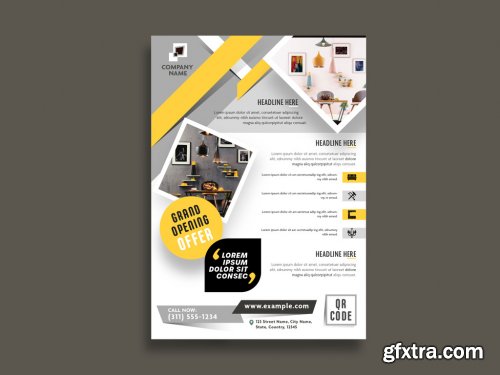 Flyer Layout with Gold and Gray Accents 317547388