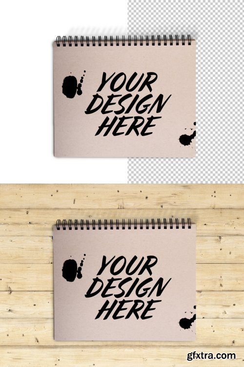 Kraft Wiro Notebook A4 Top View Mockup 317590893