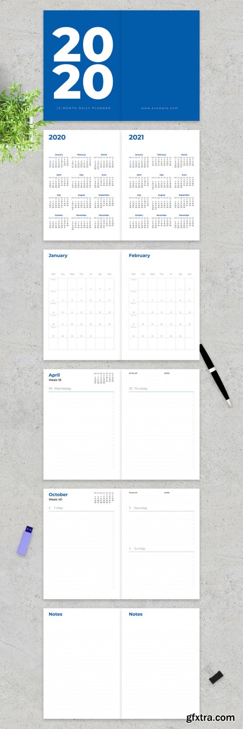 2020 Classic Twelve Month Daily Planner Layout 317764107