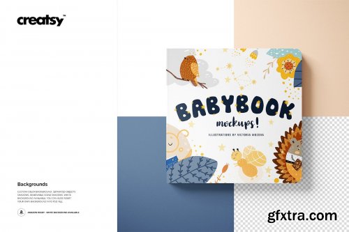 CreativeMarket - Cardboard Baby Book Mockup Set 4358331