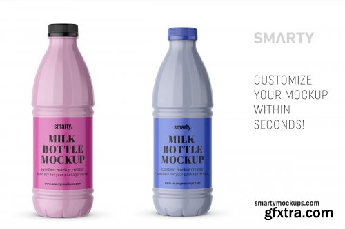 CreativeMarket - Glossy milk bottle mockup 4360273