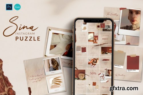 CreativeMarket - SINA Instagram Puzzle - PS & Canva 4465600