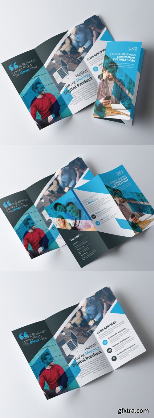 Corporate Blue Trifold Brochure Layout 317788412