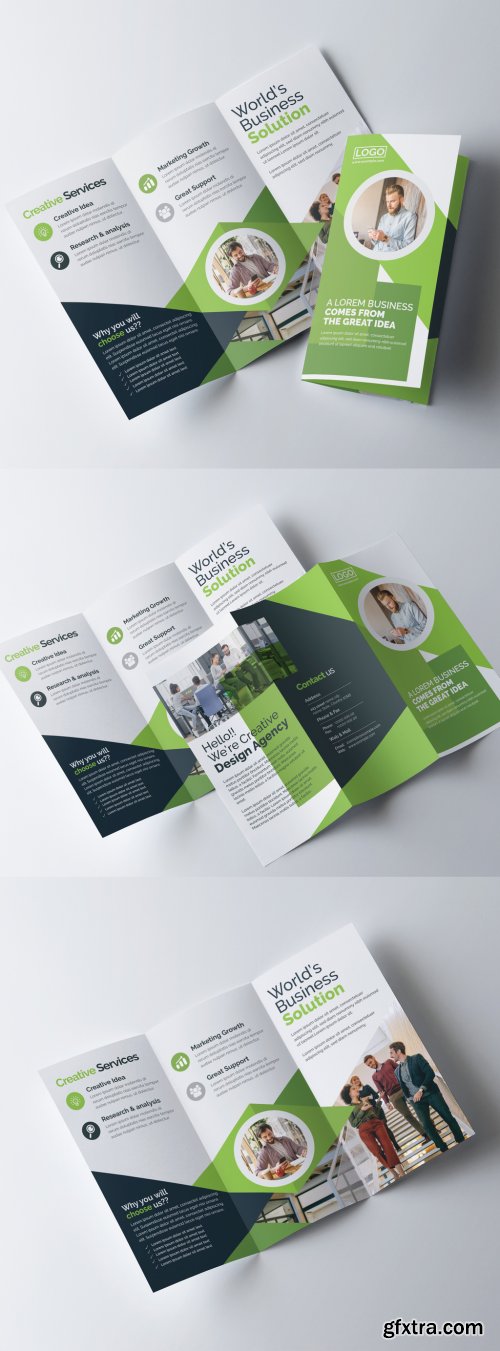 Green Trifold Brochure Layout 317788367