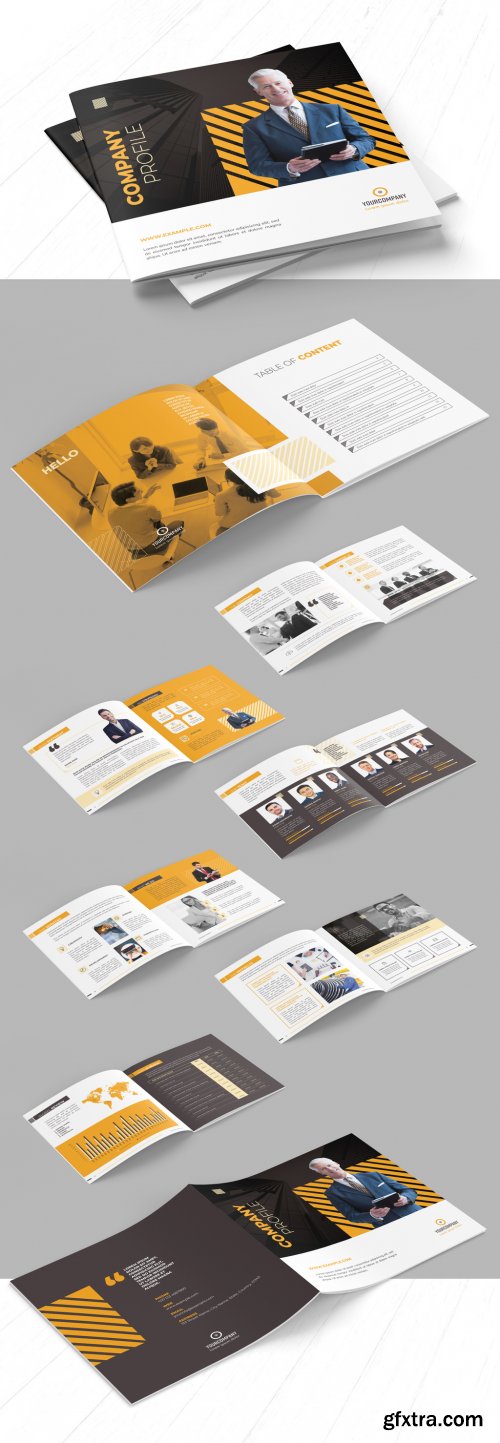 Company Profile Brochure Layout with Orange Accents 290594670