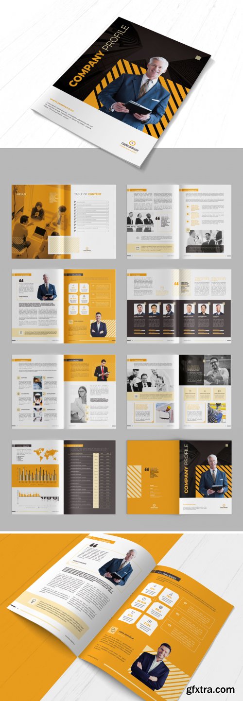 Company Profile Brochure Layout with Orange Accents 290594817