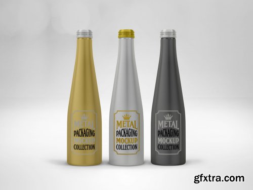 3 Aluminum Drink Bottles Mockup 318968135