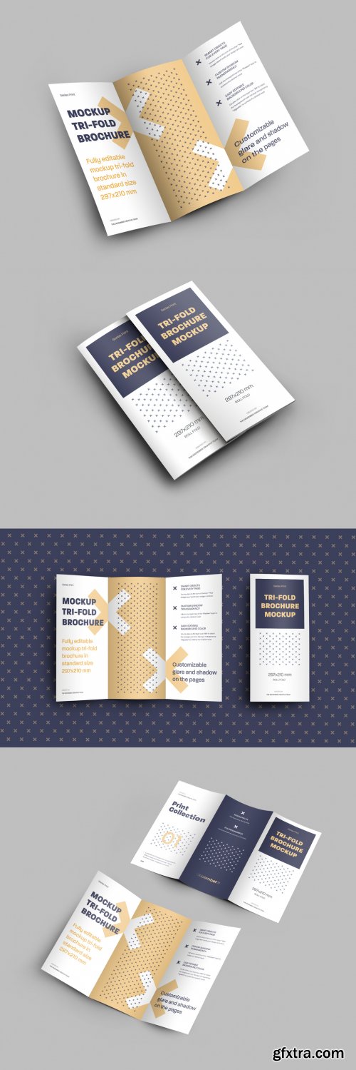 4 Mockup Set of Tri Fold Roll Brochures 318986632