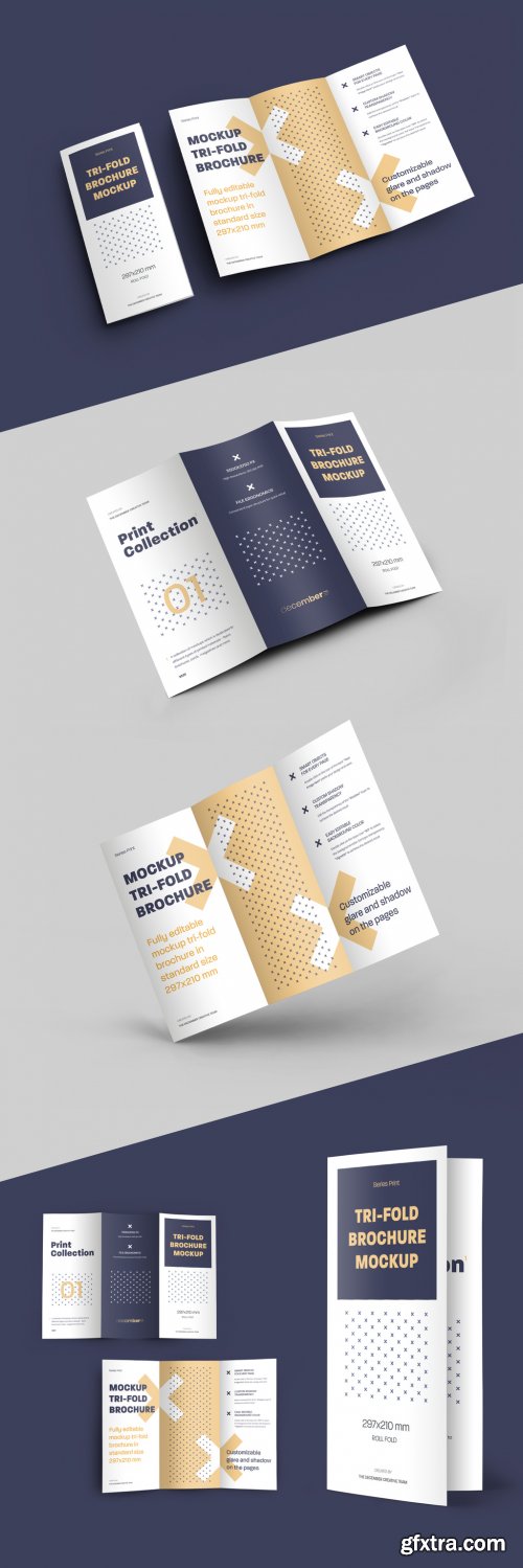 4 Mockup Set of Tri Fold Roll Brochures 318986898