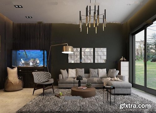 Modern living room sofa Aquarium combination