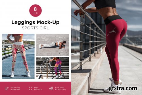 CreativeMarket - Leggings Mock-Up Sports Girl 2971156