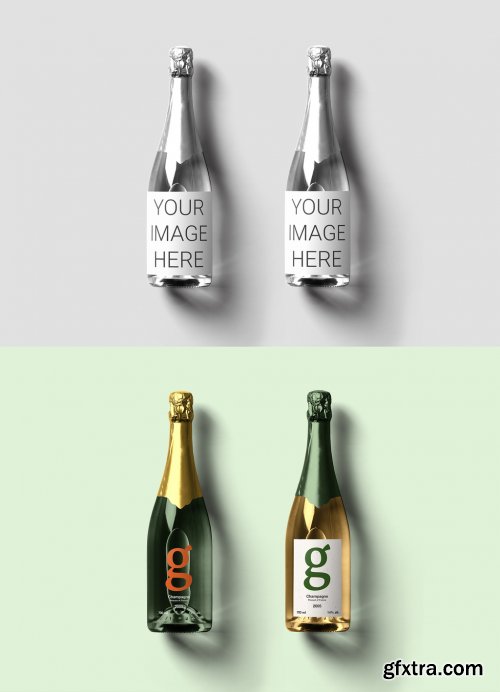 2 Champagne Bottles Mockup 319541562